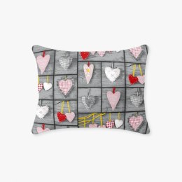 Poszewka z kory 40x40 szara serca różowe 617E 770N Kora 23