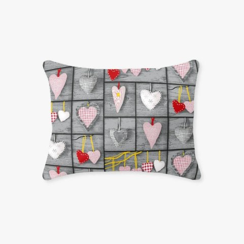 Poszewka z kory 40x40 szara serca różowe 617E 770N Kora 23