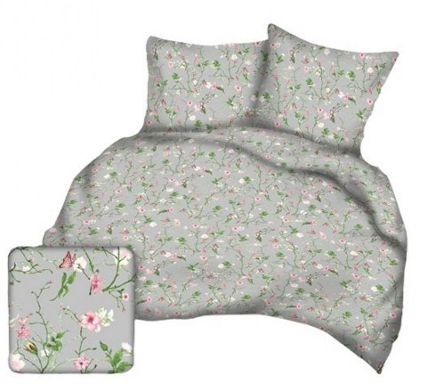 Poszewka z kory 50x60 grafitowa różowa kwiaty A1121_2 Kora 23