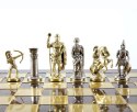 Wielkie ekskluzywne mosiężne szachy - Złocisto-srebrne - Łucznicy 44x44cm - S10BGS