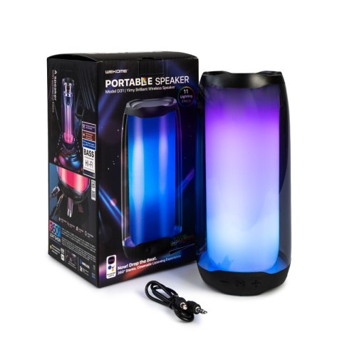 WEKOME D31 - Bezprzewodowy głośnik Bluetooth V5.0 LED (Czarny)