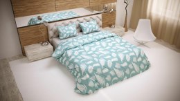 Pościel bawełniana 160x200 Liście poszewki 50x60 miętowa biała 28259/1 Luxury 01