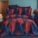 Pościel satynowa 220x200 liście granatowa czerwona 1519/1 Satynlove 5