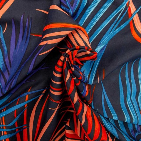 Pościel satynowa 220x200 liście granatowa czerwona 1519/1 Satynlove 5