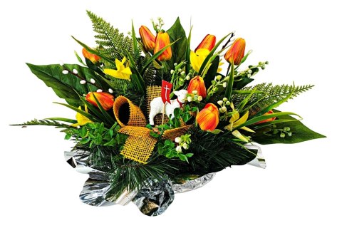 WIELKANOCNY STROIK NA POMNIK KOMPOZYCJA KWIATOWA NA GRÓB