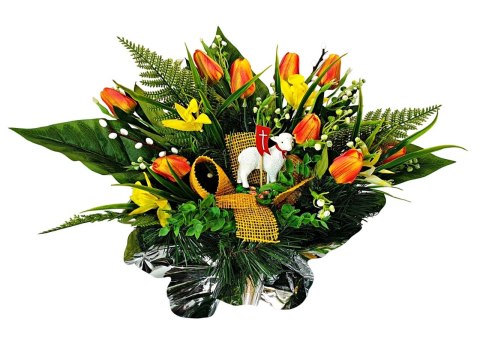 WIELKANOCNY STROIK NA POMNIK KOMPOZYCJA KWIATOWA NA GRÓB