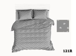 Pościel bawełniana 140x200 R121 szara serca serduszka białe 275D