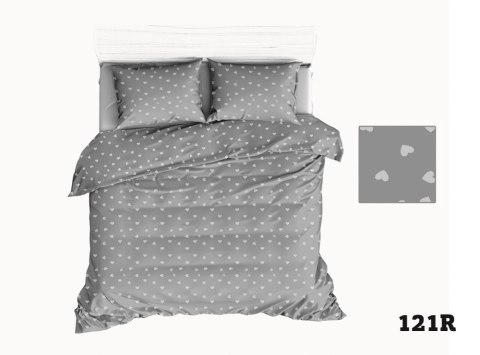 Pościel bawełniana 140x200 R121 szara serca serduszka białe 275D