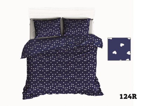 Poszewka bawełniana 70x80 R124 granatowa serca serduszka białe 317D na zamek