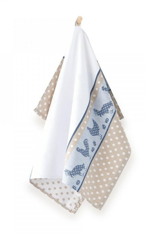 Ścierka kuchenna 50x70 Folk w pudełku kogut beżowa na prezent 8639/2