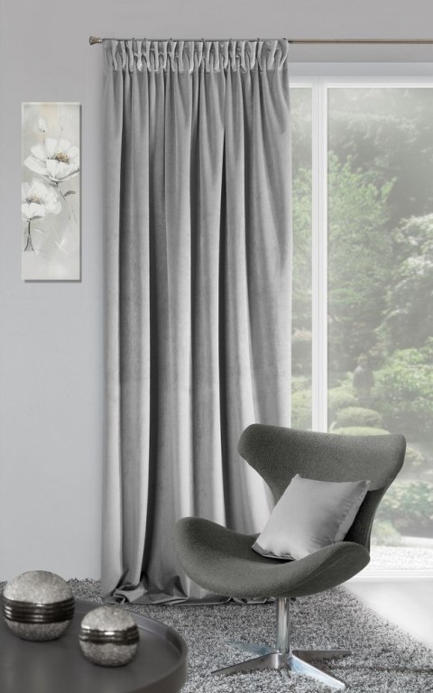 Zasłona zaciemniająca 140x270 Villa stalowa gotowa na taśmie Eurofirany