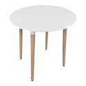 Stół KAMI Okrągły 80cm - biały / naturalne nogi