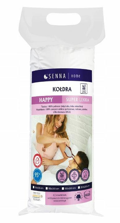 Kołdra antyalergiczna 135x200 Happy letnia super lekka 400 g biała poliestrowa mikrofaza zwijana w rulon Inter Widex