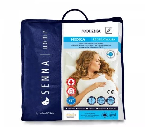 Poduszka antyalergiczna 40x40 Medica z zamkiem biała 250g Inter Widex