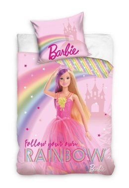 Pościel bawełniana 140x200 Barbie różowa z jedną poszewką 70x85 C24