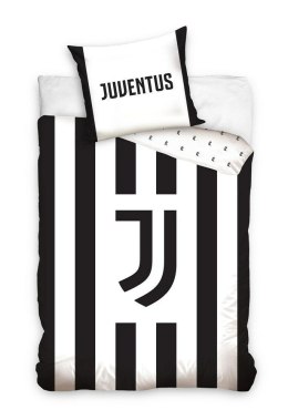 Pościel bawełniana 140x200 Juventus biała czarna z jedną poszewką 70x90 C24