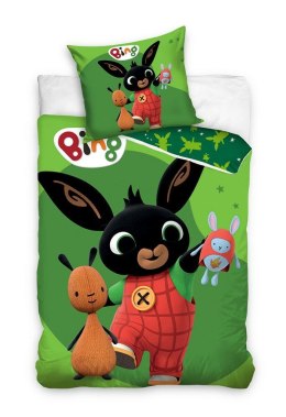 Pościel bawełniana 160x200 Bing królik zielona z jedną poszewką 70x80 C24