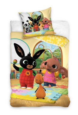 Pościel bawełniana 160x200 Bing królik żółta kolorowa z jedną poszewką 70x90 C24