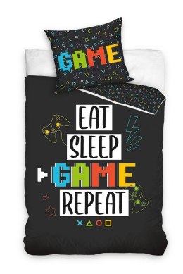 Pościel bawełniana 160x200 Game dla gracz czarna kolorowa z jedną poszewką 70x80 C24