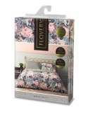 Pościel bawełniana 220x200 Flovery 001 kwiaty szara różowa 23 Faro