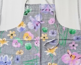 Fartuch kuchenny bawełniany 75x62 135A szary w kolorowe kwiaty