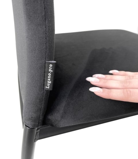 Krzesło tapicerowane Zestaw 4 VALVA DUO BLACK VELVET