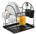 Suszarka do naczyń z ociekaczem dwupoziomowa czarna