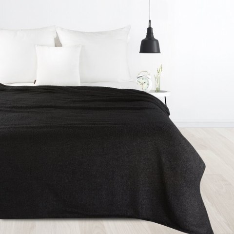 Koc narzuta 200x220 Bukla czarny baranek z mikrofibry Eurofirany