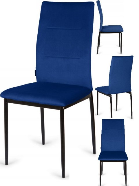 Krzesło tapicerowane Zestaw 4 VALVA DUO VELVET BLUE