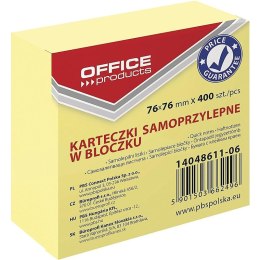 Karteczki Office Products 76x76mm jasnożółte (400)
