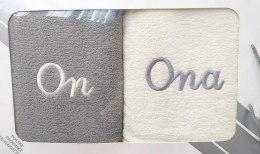 Komplet ręczników w pudełku 2 szt 70x140 On-Ona szary jasny 06 kremowy