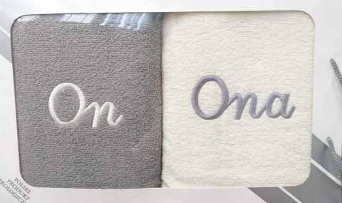 Komplet ręczników w pudełku 2 szt 70x140 On-Ona szary jasny 06 kremowy