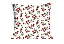 Poszewka bawełniana 40x40 1619N biała czerwone kwiatki Classic E24