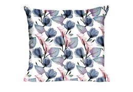 Poszewka bawełniana 40x40 1634N biała niebieskie różowe kwiaty liście Classic E24