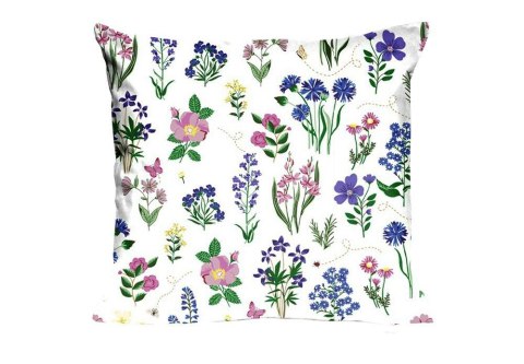Poszewka bawełniana 40x40 1751N biała kwiatki łąka Classic E24