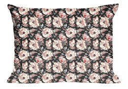 Poszewka bawełniana 50x60 1092N czarna kwiaty Classic E24