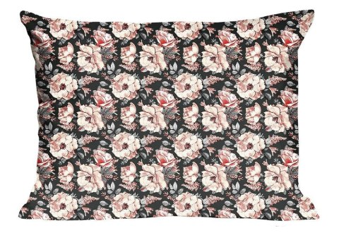 Poszewka bawełniana 50x60 1092N czarna kwiaty Classic E24