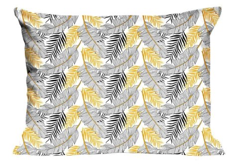 Poszewka bawełniana 50x60 1343N biała złote szare liście Classic E24