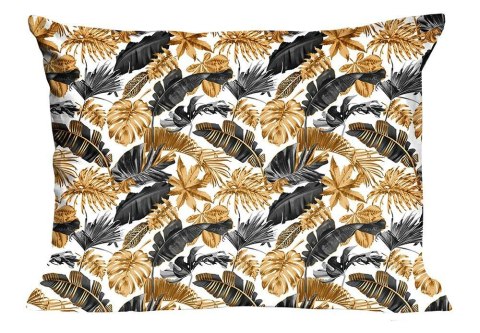 Poszewka bawełniana 50x60 1495N biała złote szare liście palmy Classic E24