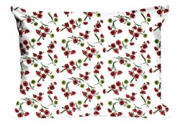 Poszewka bawełniana 50x60 1619N biała czerwone kwiatki Classic E24