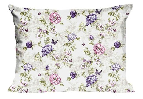 Poszewka bawełniana 50x60 1662N kremowa kwiaty motyle łąka Classic E24