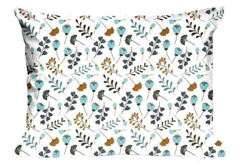 Poszewka bawełniana 50x60 613N biała niebieskie kwiatki gałązki Classic E24