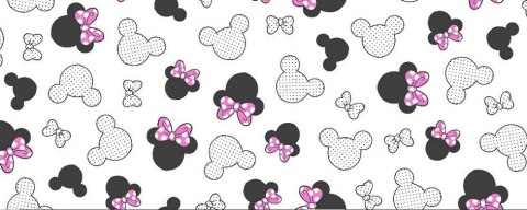 Poszewka bawełniana 40x40 130K myszka biała czarna różowe kokardki Kids 24