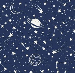 Poszewka bawełniana 40x60 7K gwiazdozbiór granatowa planety Kids 24