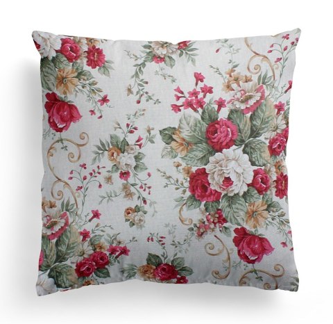 Poszewka dekoracyjna 40x40 Jess Blumen kwiaty biała bordowa Domarex