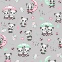 Poszewka bawełniana 40x60 670K pandy szara kolorowa Kids 24