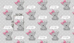 Poszewka bawełniana 50x60 556K misie szara różowa Kids 24