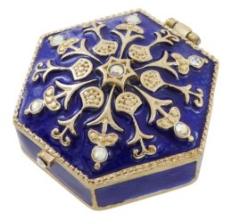 Bogato zdobione metalowe pudełeczko prezentowe z kryształkami - B0035-08BL