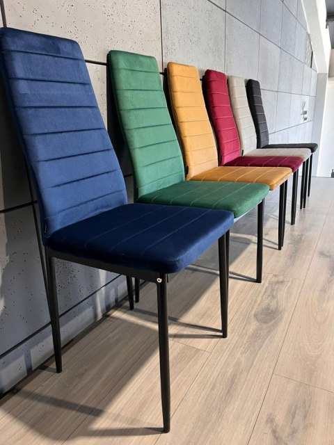 Krzesło tapicerowane zestaw 4 VALVA LINE VELVET BLUE