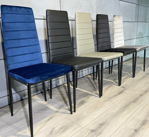 Krzesło tapicerowane zestaw 4 VALVA LINE VELVET BLUE